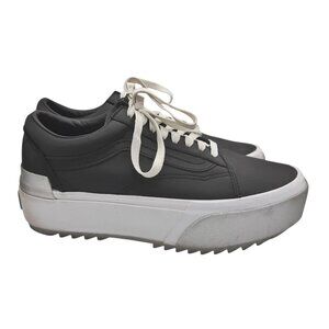 Vans Old Skool Stacked Shiny Black Platform Sneakers SZ 8.5